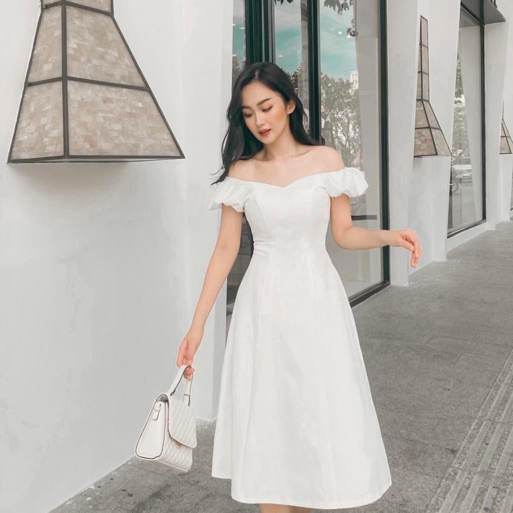 ĐẦM LỆCH VAI TAY PHỒNG SANG CHẢNH