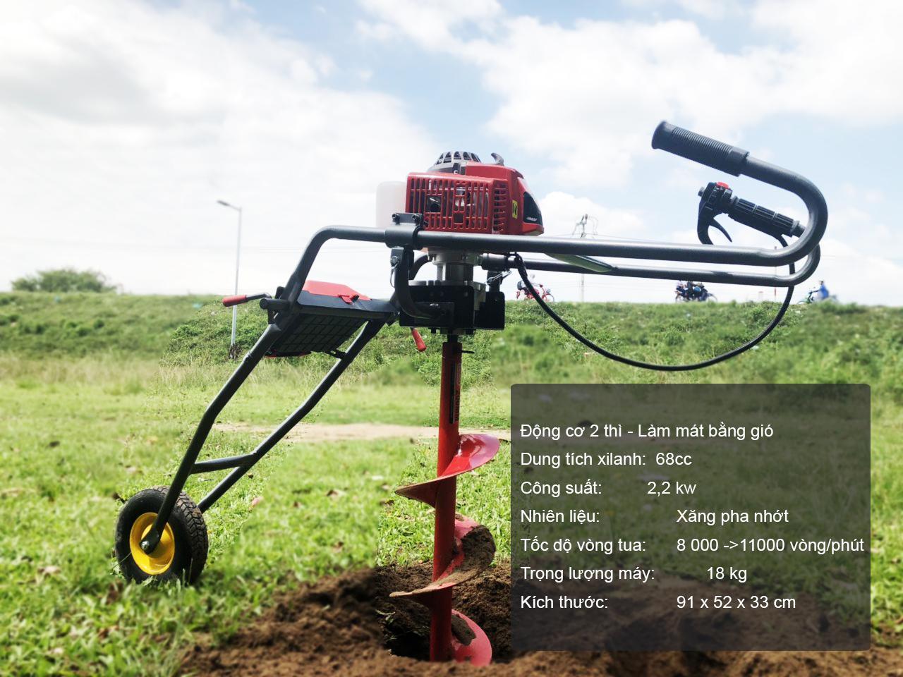 Máy khoan đất trồng cây tại Bình Thuận- Máy khoan đất có khung xe đẩy.