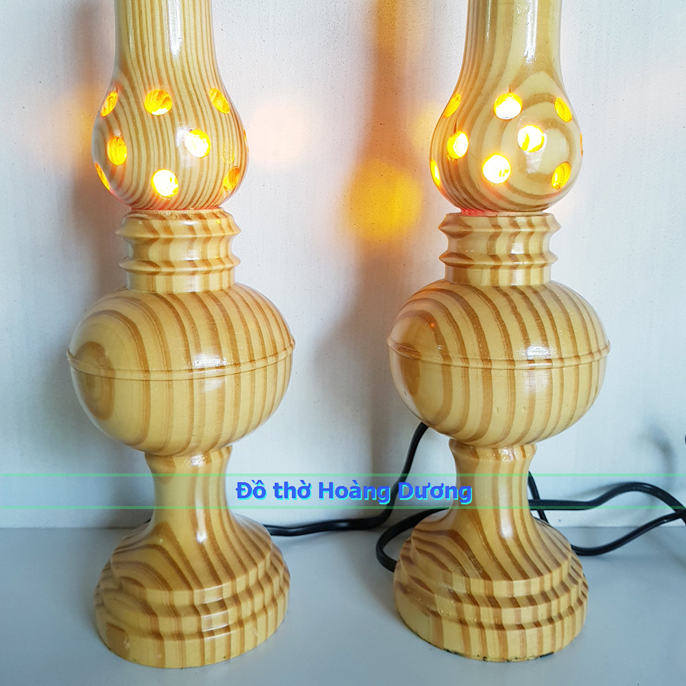 Đèn thờ gỗ cao 30cm - Đèn trang trí bàn thờ