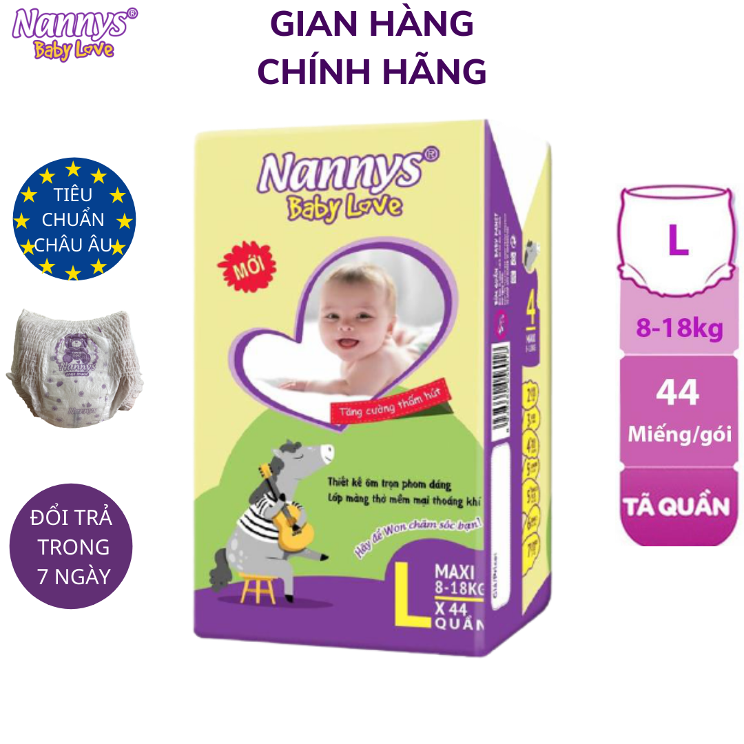 Tã/ bỉm QUẦN Nannys L 44 miếng (Cho bé từ 8-18kg)