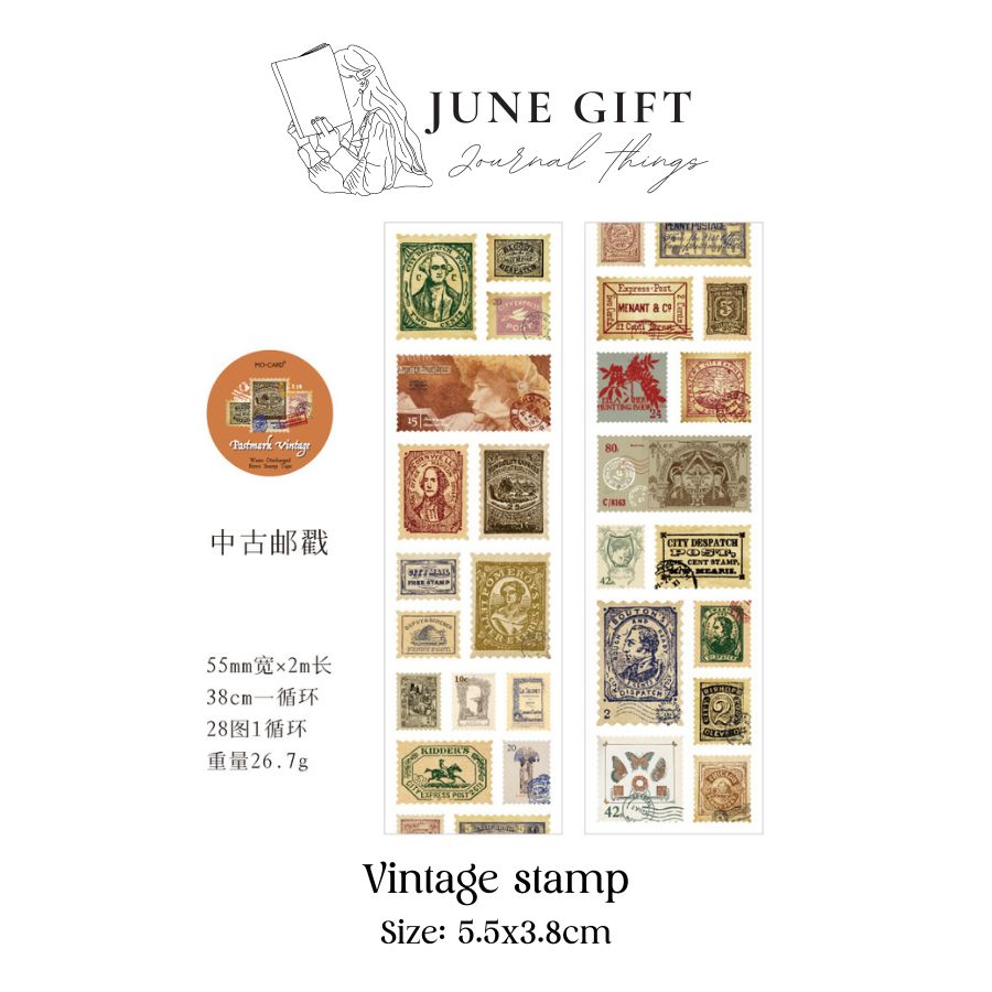 [Chiết] Sticker tem thư kiểu vintage trang trí sổ, làm journal