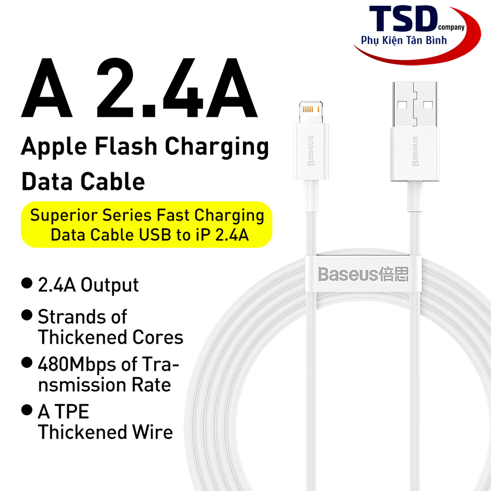 Cáp Sạc Nhanh Siêu Bền Baseus Mini White Dùng Cho Smartphone Tablet ( Quick Charging & Sync Data TPE Cable )