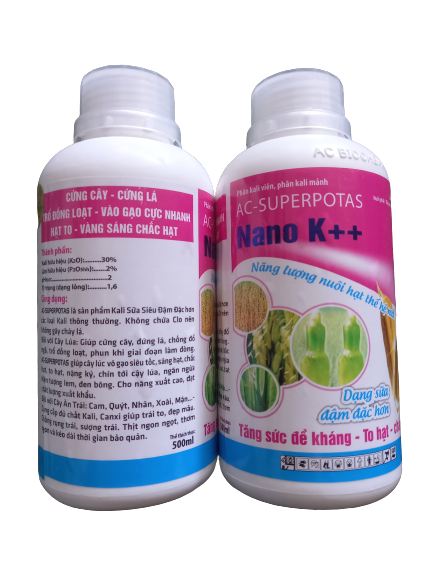 Phân kali viên, kali mảnh NANO K++ dạng sữa (chai 500ml)