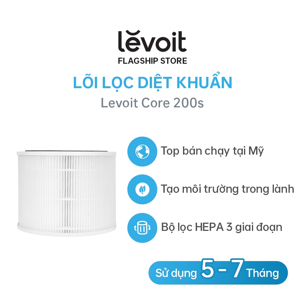Lõi lọc diệt khuẩn Levoit Core 200S, bộ lọc HEPA H13 3 lớp, hàng chính hãng