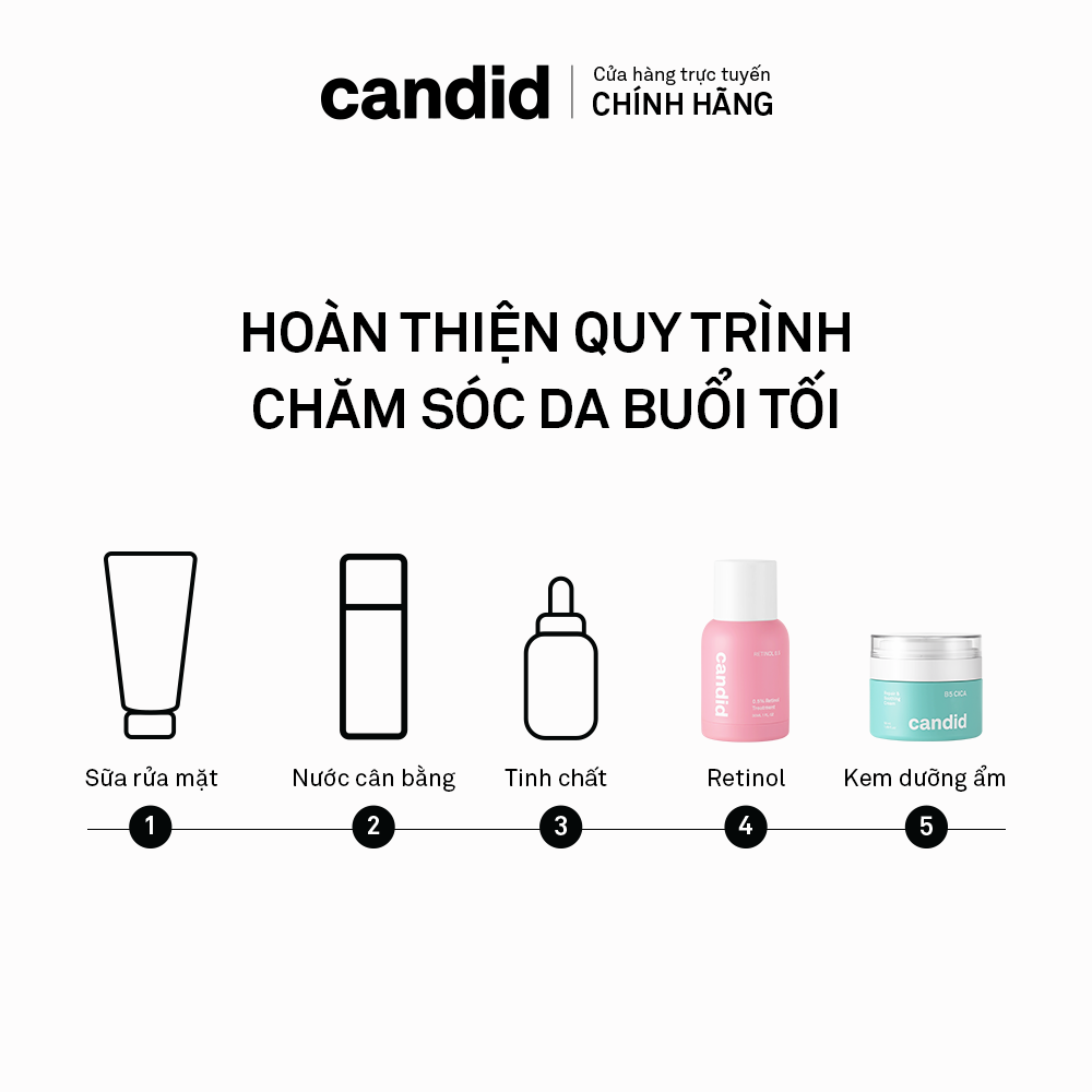 Tinh chất Retinol 0.5% Hỗ Trợ Cải Thiện Nền Da CANDID 0.5% Retinol Treatment 30ml - Ảnh 5