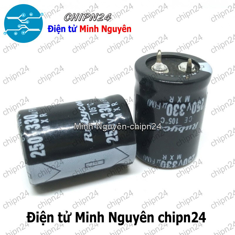 [1 con] (J11) Tụ hóa 330uF 250V Đen Rubycon (22x30mm) - HH006151