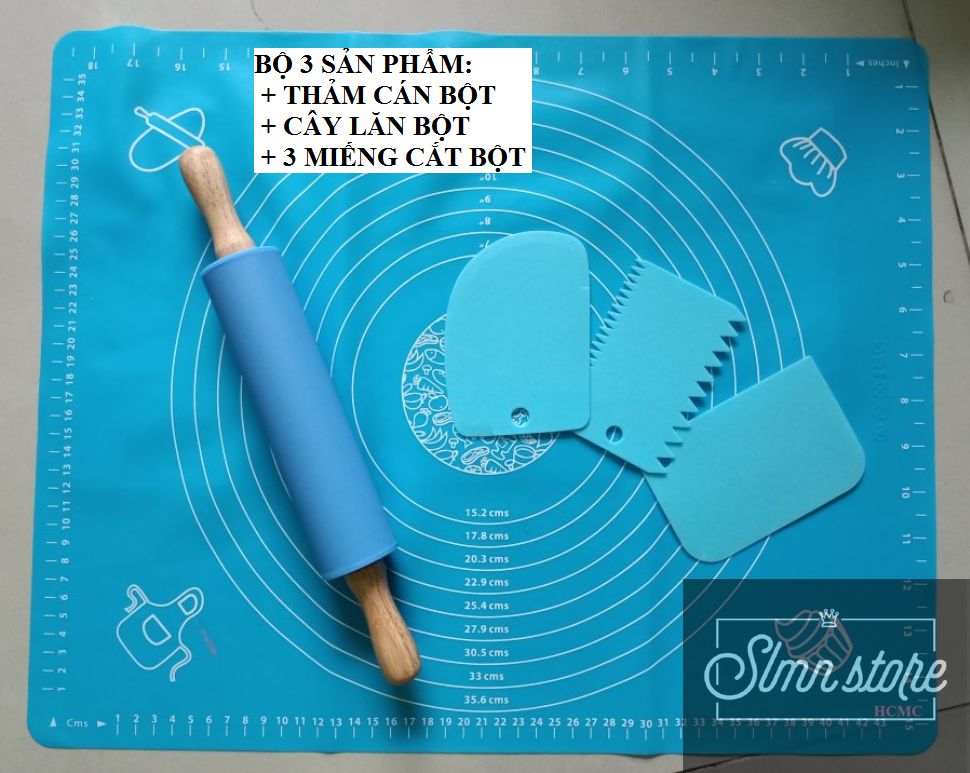 Thảm Silicon Nhào Bột , tấm cán Bột Silicon 40x50 cm Làm Bánh Chống dính, chống trơn trượt, dụng cụ nhà bếp LD2-ThamCBot
