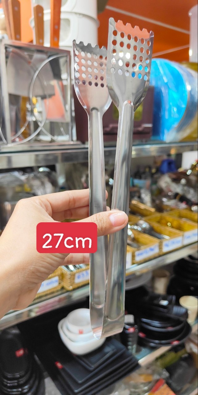 Kẹp gắp thức ăn, gắp đá inox vuông lỗ