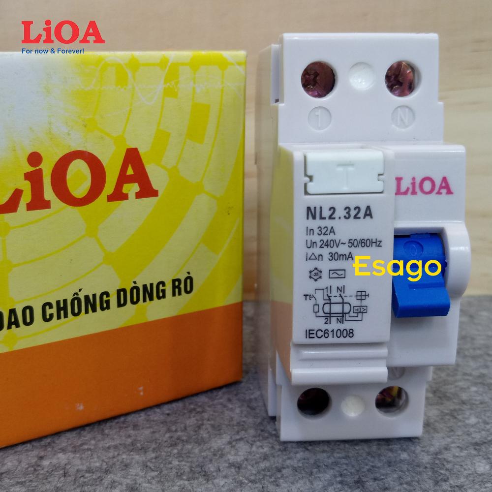 [HCM][32A] Cầu dao chống giật (chống dòng rò) LiOA 32A loại 2 cực