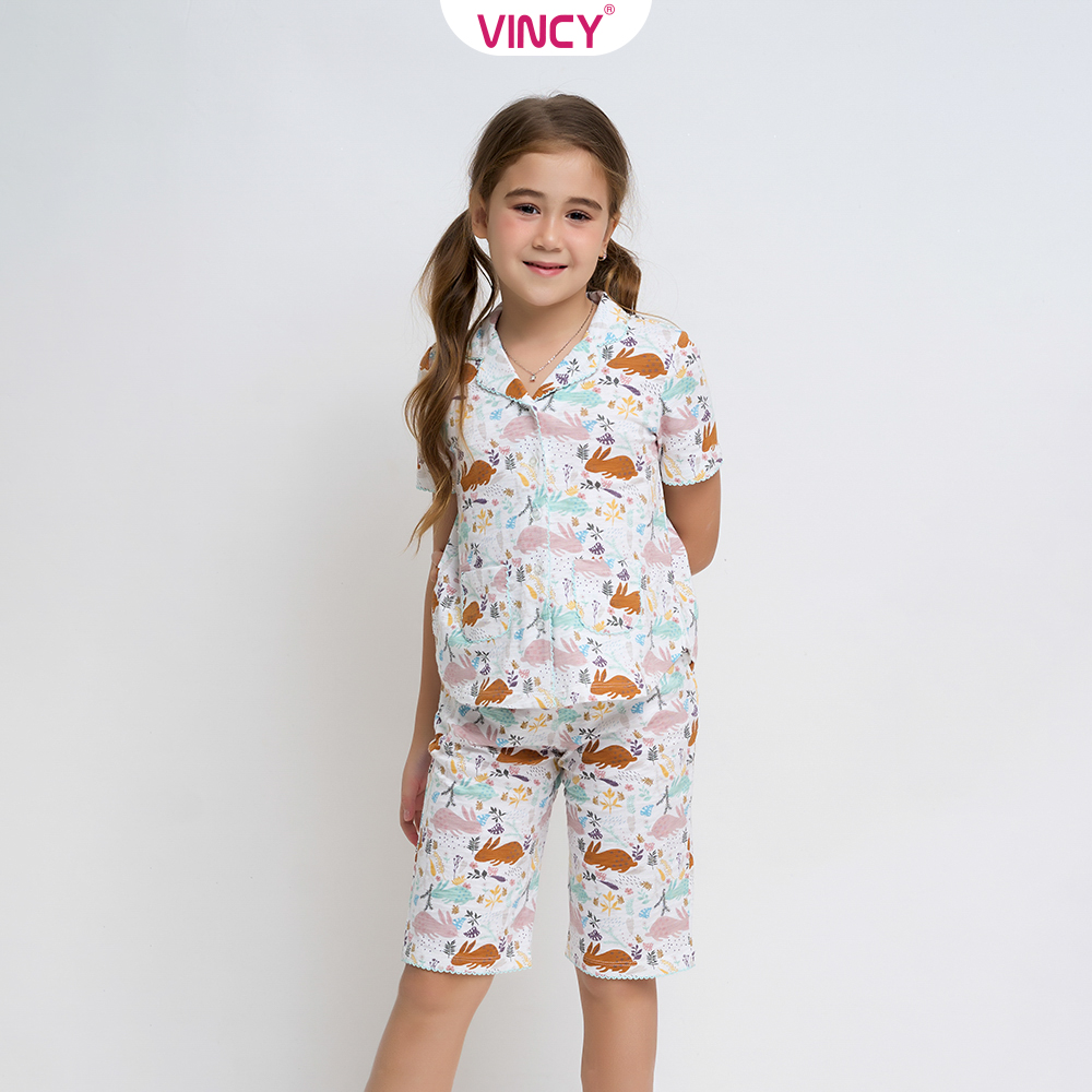 Bộ đồ thun lửng bé gái vincy ktl022w11