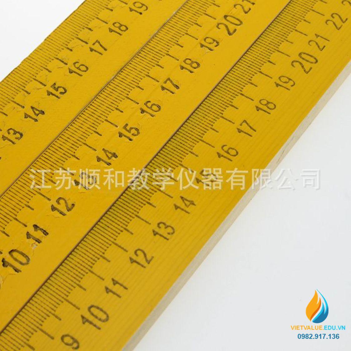 Thước gỗ học sinh kẻ bảng chia vạch, dài 50cm