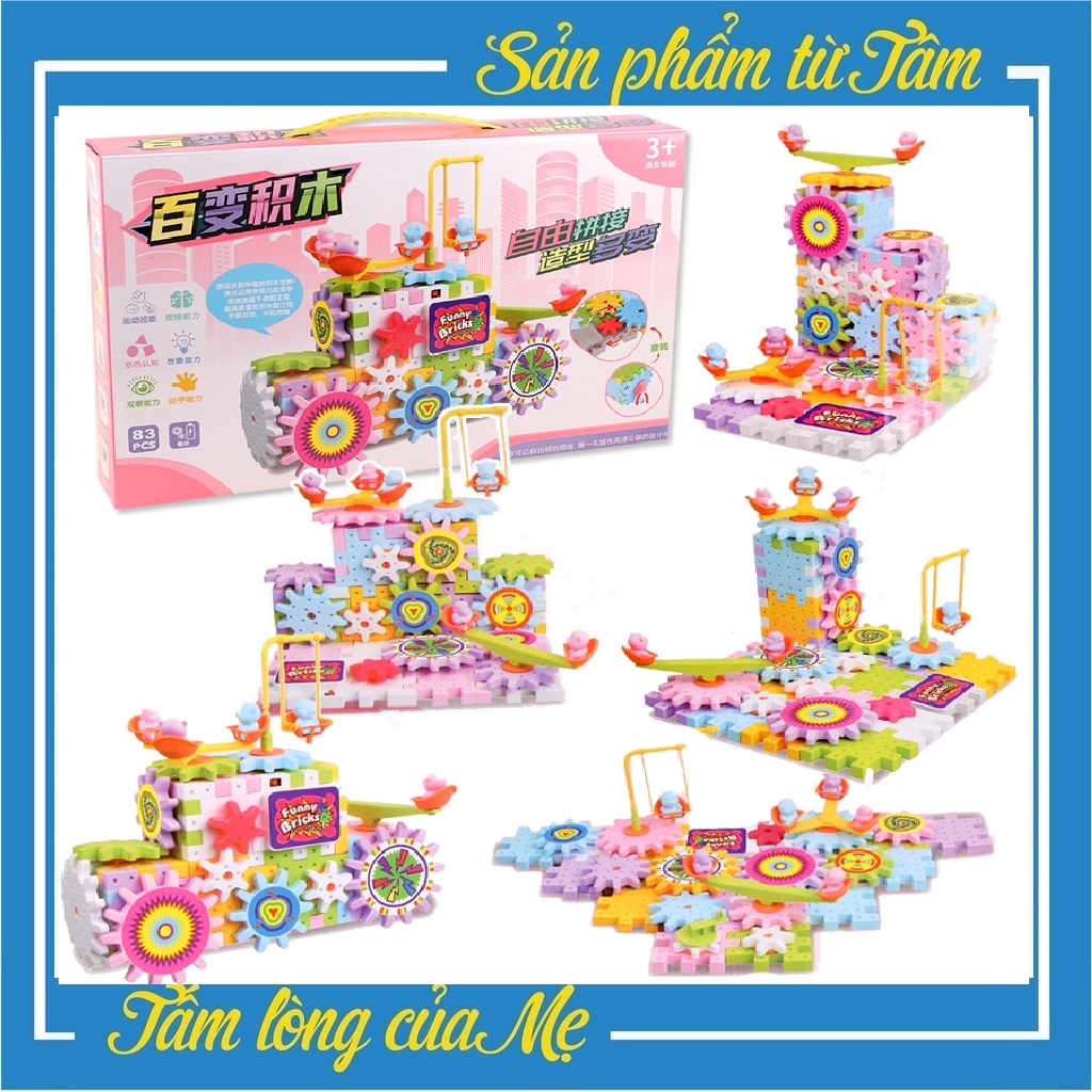 Đồ Chơi Ghép Hình Trí Tuệ Cho Bé Funny Bricks 83 Chi Tiết - Chạy Động Cơ Bằng Pin