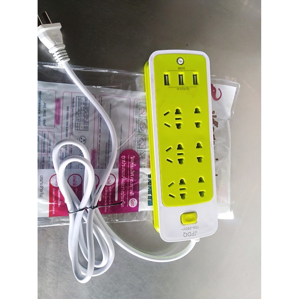 Ổ Điện Xanh Đa Năng 6 Ổ Cấm,3 Cổng USB