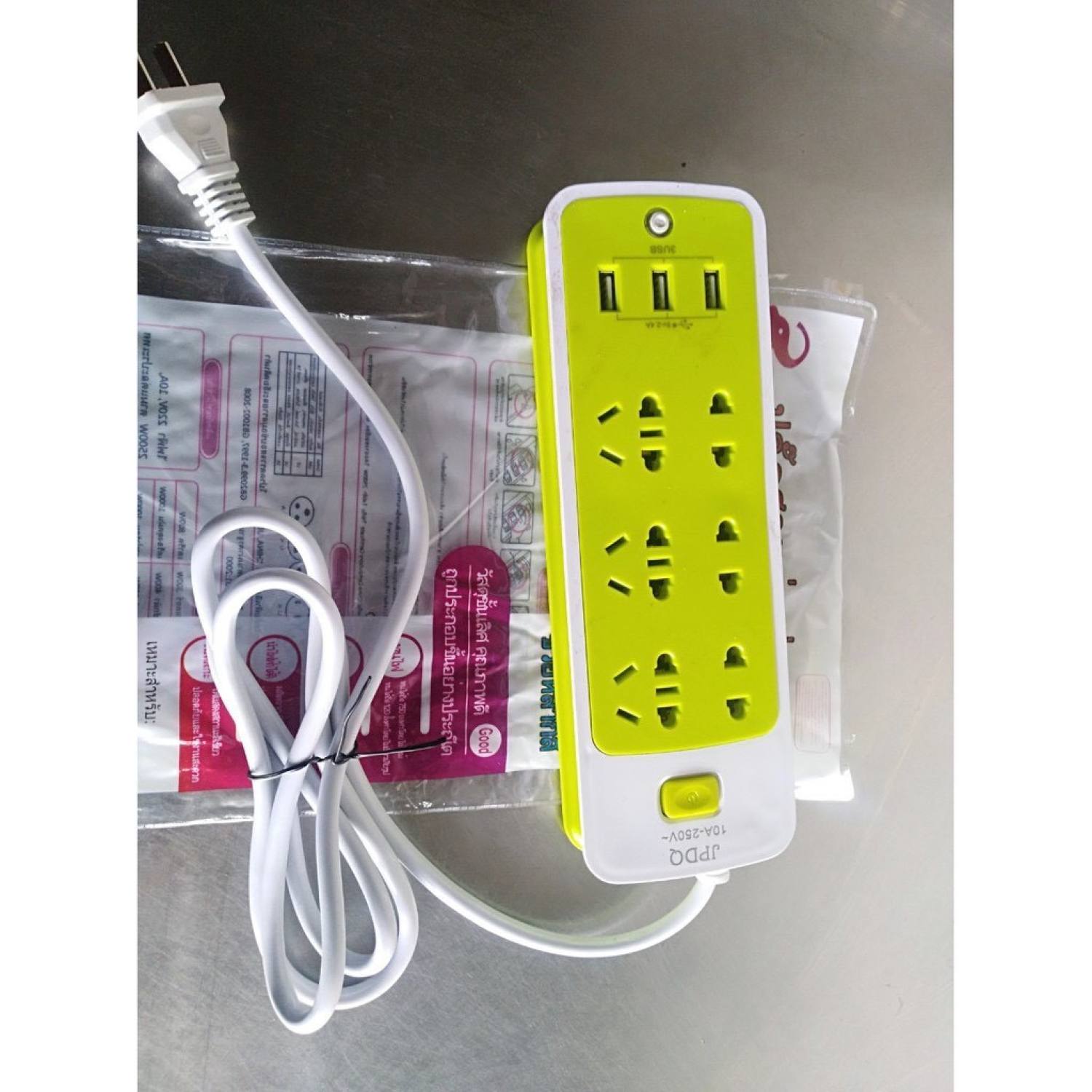 Ổ Điện Xanh Đa Năng 6 Ổ Cấm,3 Cổng USB