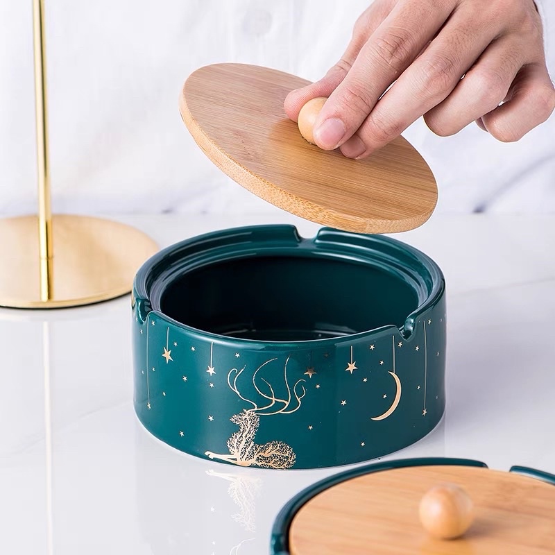 (HÀNG CÓ SẴN) Gạt Tàn Hình Hươu Xanh Sứ Cao Cấp
