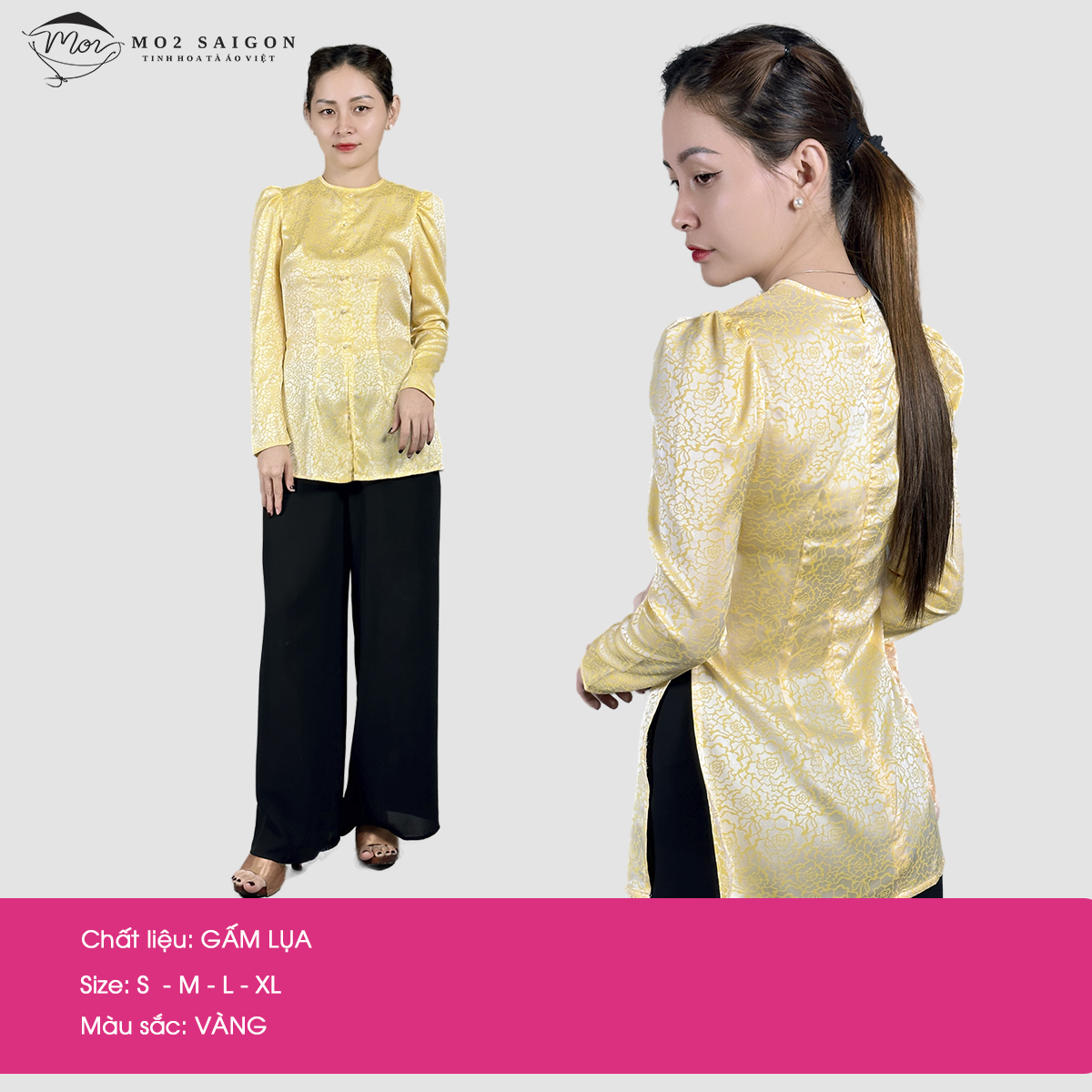 Áo bà ba nữ gấm lụa MO2 SAIGON cách tân tay phồng