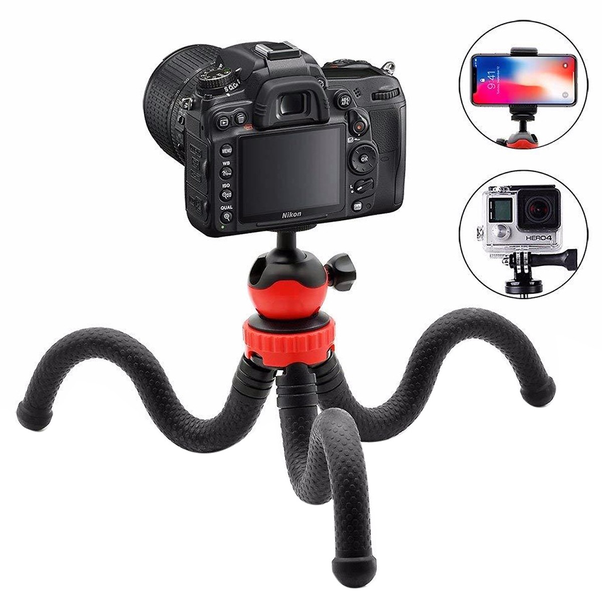 Chân đế máy ảnh Tripod Ballhead Mini Octopus Flexible (Giao Màu Ngẫu Nhiên) - HÀNG NHẬP KHẨU