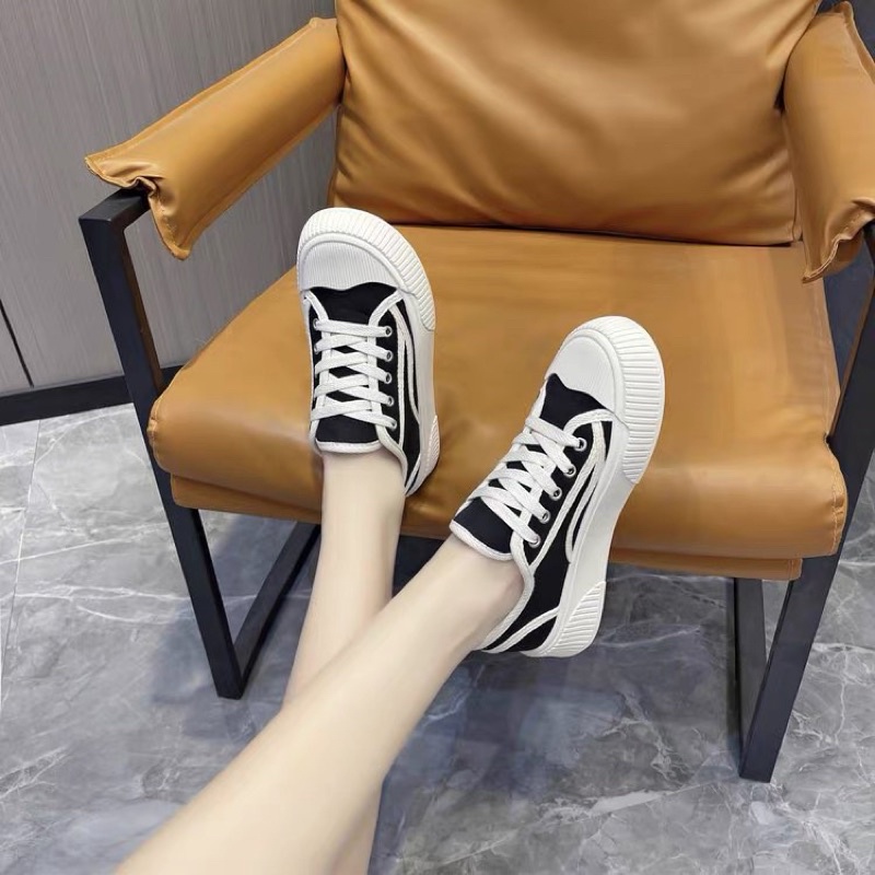Giày thể thao nữ VK độn đế 4cm viền kẻ chất liệu vải canvas siêu đẹp mẫu mới phong cách thời trang hàn quốc hot trend 2022 giày sneaker nữ giá rẻ đế bằng giày bata nữ đi học