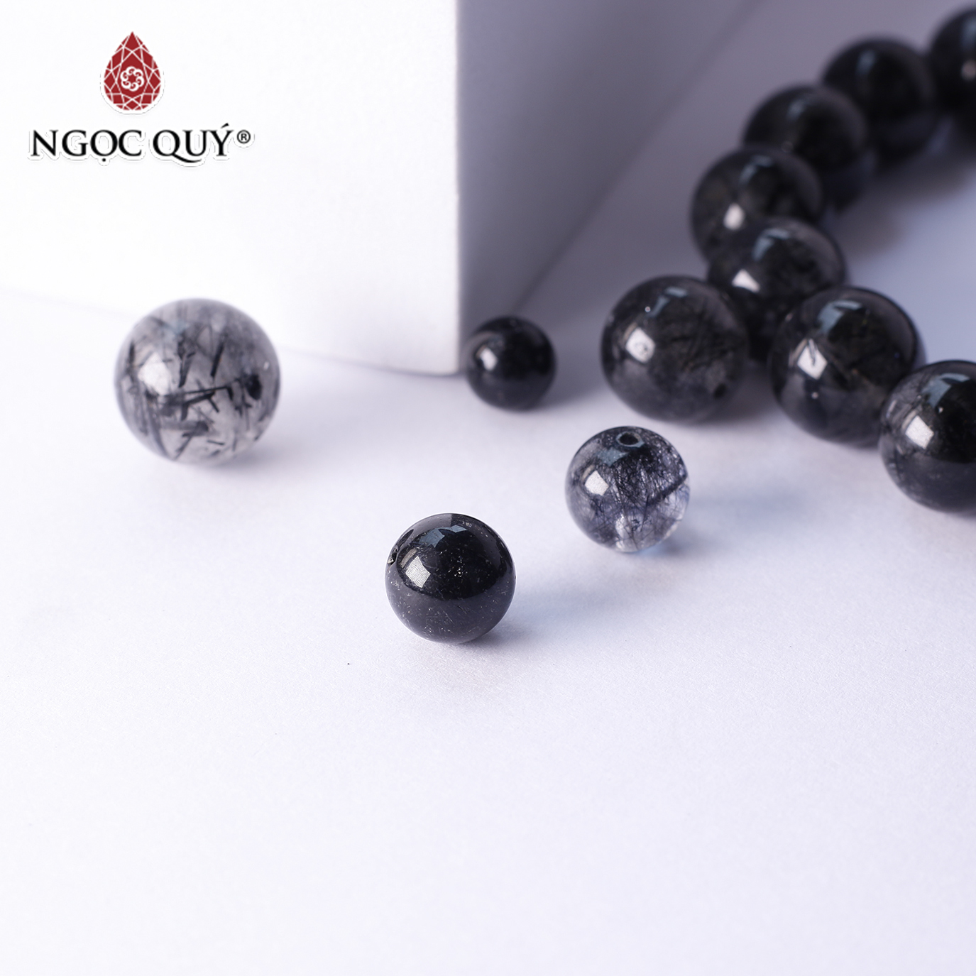 Hạt lẻ đá thạch anh tóc đen mệnh thủy mộc - Ngọc Quý Gemstones