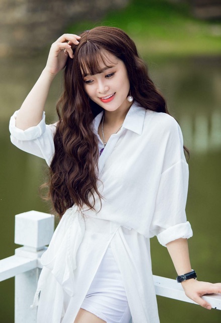 Tóc giả nguyên đầu xù sóng