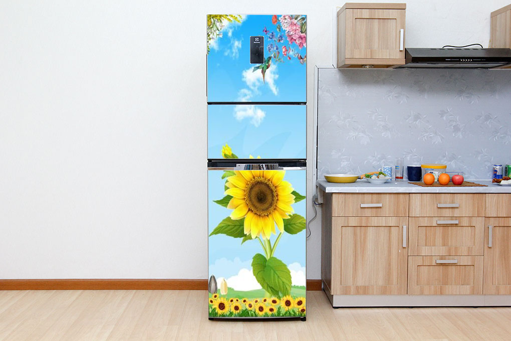 [HCM]Decal dán trang trí tủ lạnh - Hoa mặt trời M2- Chất liệu cao cấp