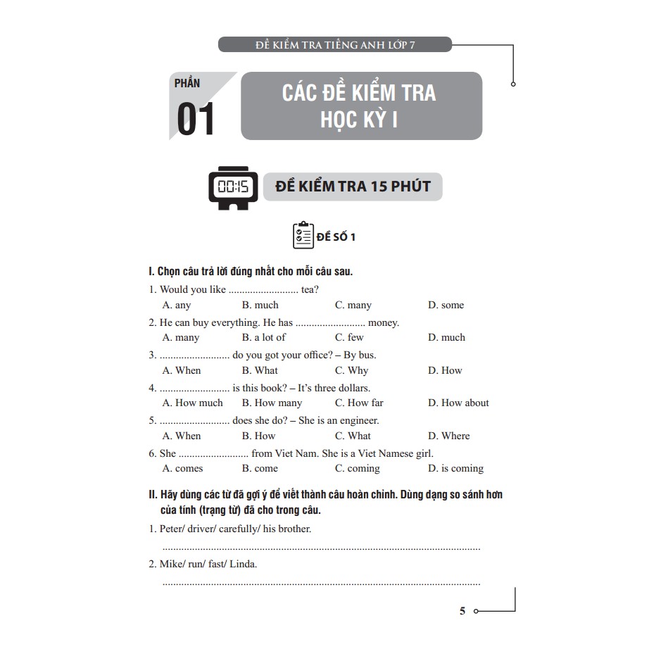 Sách - Đề Kiểm Tra Tiếng Anh Lớp 7 (Tái Bản 01)