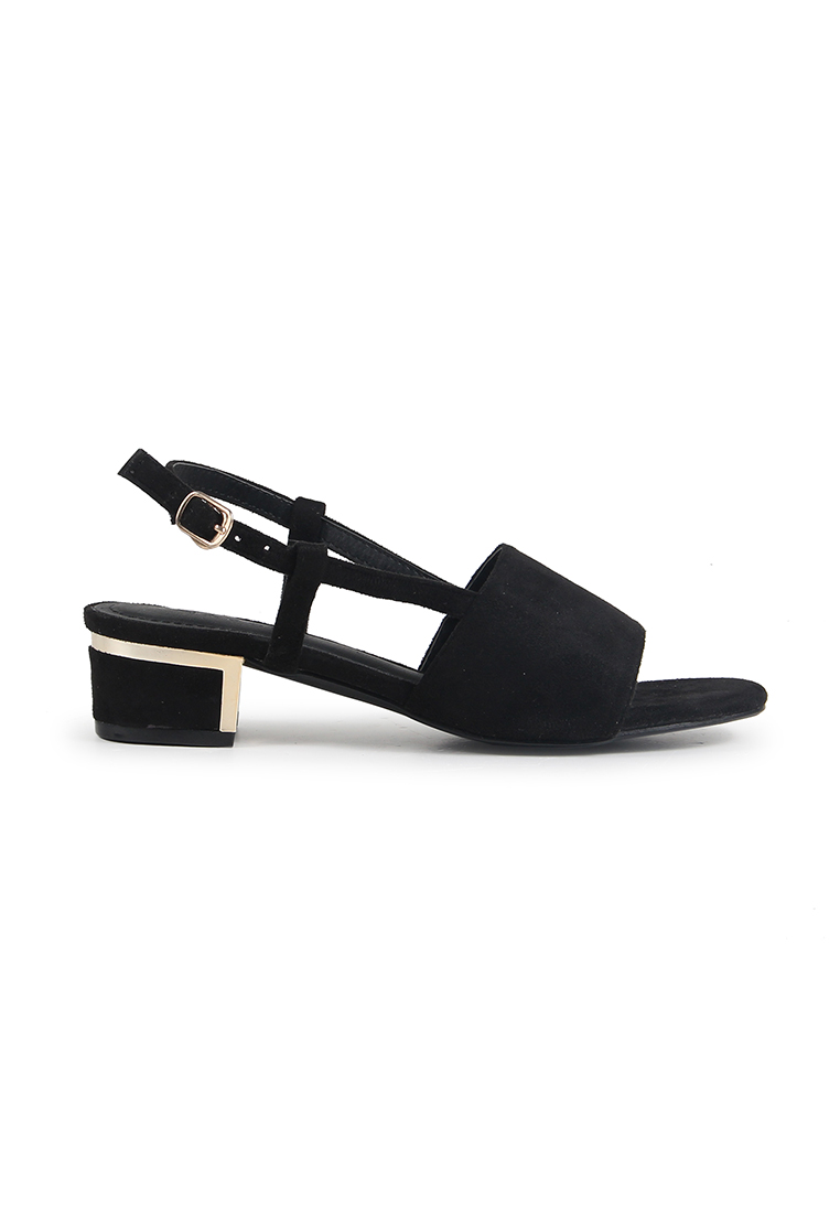 Giày Sandal vải da lộn quai hậu Đen