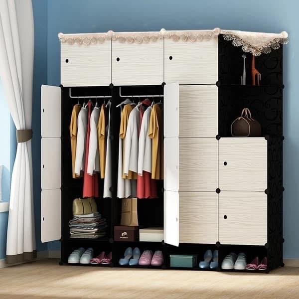 Tủ nhựa ghép - tủ đựng quần áo - 16 ô và 4 ô giày