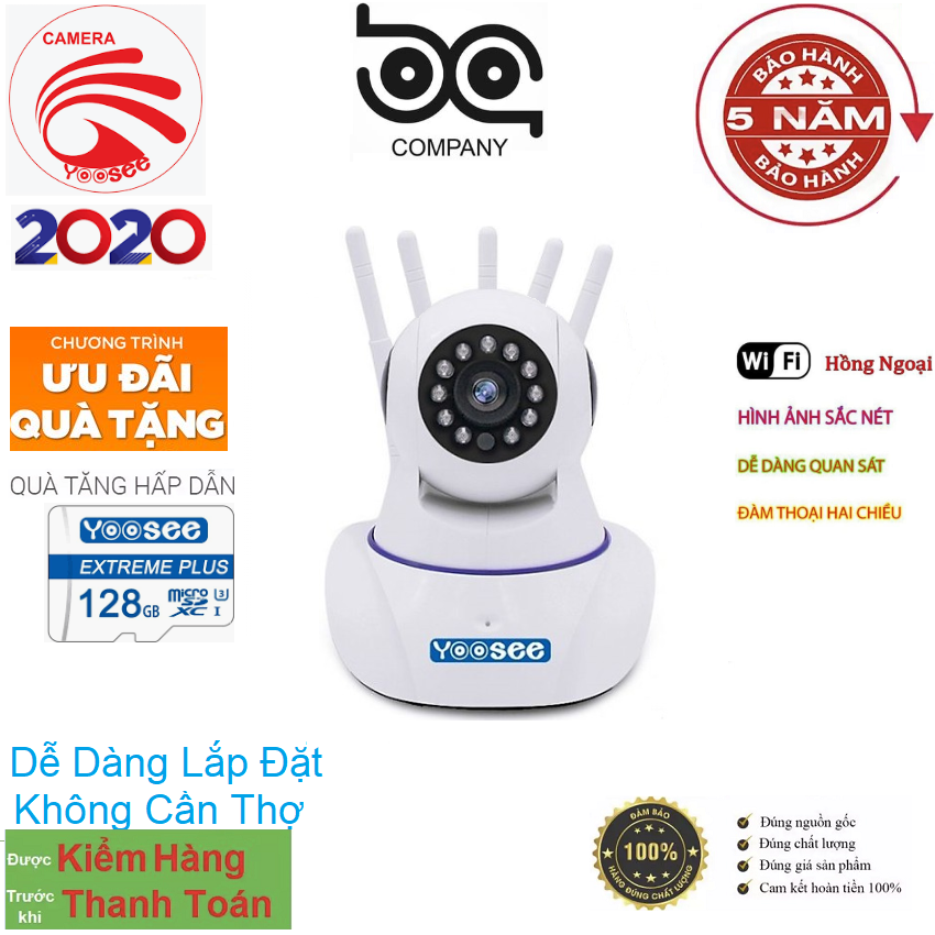>> BÁO GIÁ CAMERA - CAMERA WIFI - CAMERA YOOSEE 5 RÂU KÈM THẺ NHỚ 128GB HIỂN THỊ 2.0 MPX CẢNH BÁO CHUYỂN ĐỘNG, CÓ TIẾNG V | Shopee Lazada Sendo Tiki mới nhất 96 (Tặng Kèm Thẻ Nhớ 128GB Trị Giá 400k - BH 5 NĂM 1 ĐỔI 1 TRONG 1 NĂM) - CAMERA WIFI - YOOSEE WIFI SIÊU NÉT 2.0 FULL HD 1920 x 1080P - Viễn Thông Bảo An