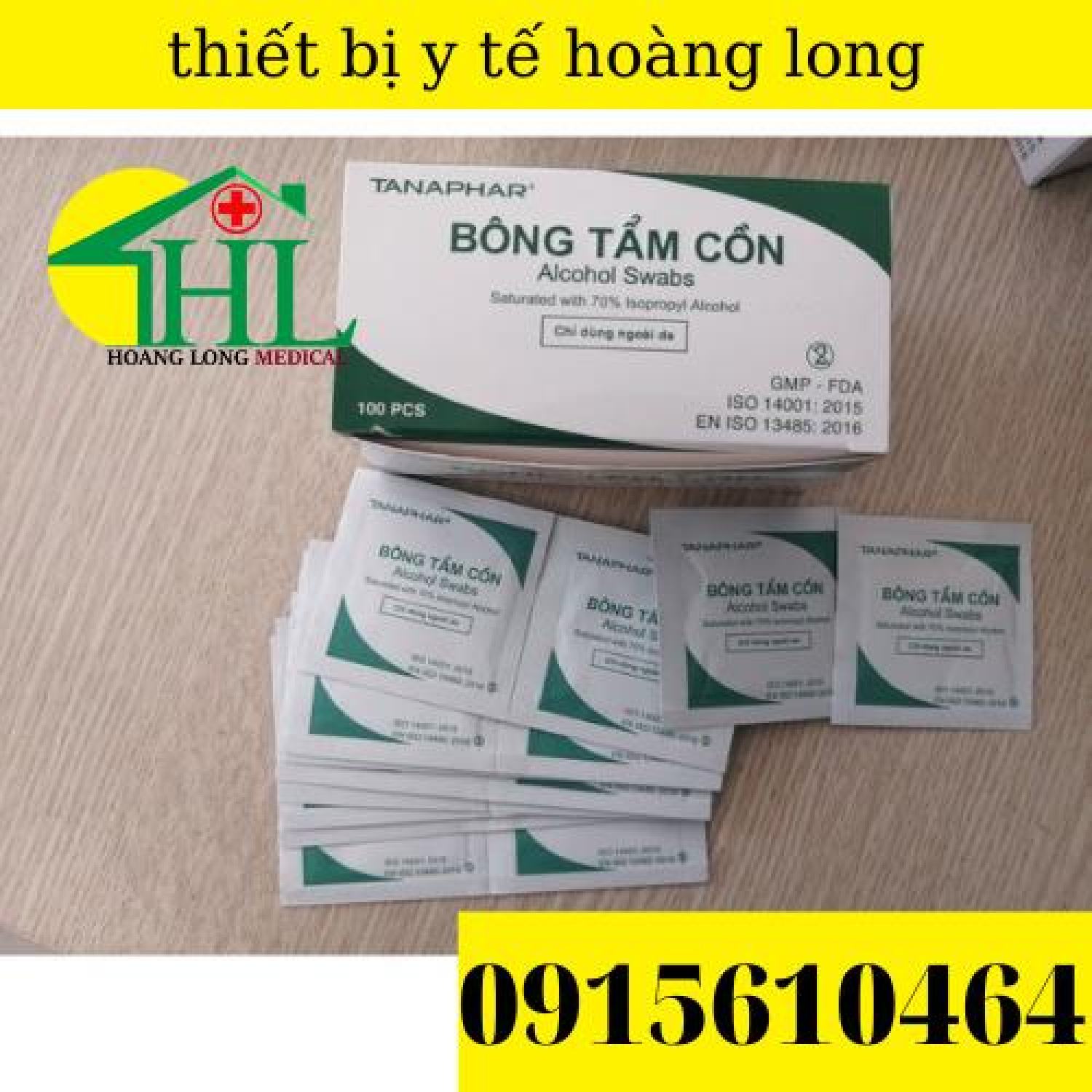 Bông Tẩm Cồn TANAPHAR - Gạc Tẩm Cồn Alcohol Pads [Hộp 100 Miếng]