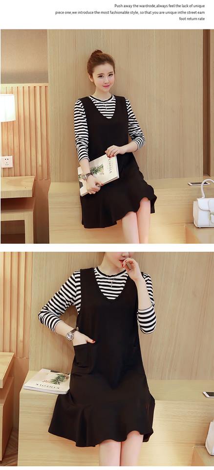 Set Yếm bầu đuôi cá đen kèm áo