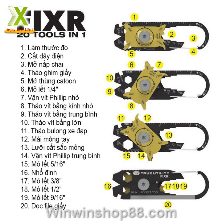 [HCM]Móc khóa đa năng FIXR 20 in 1