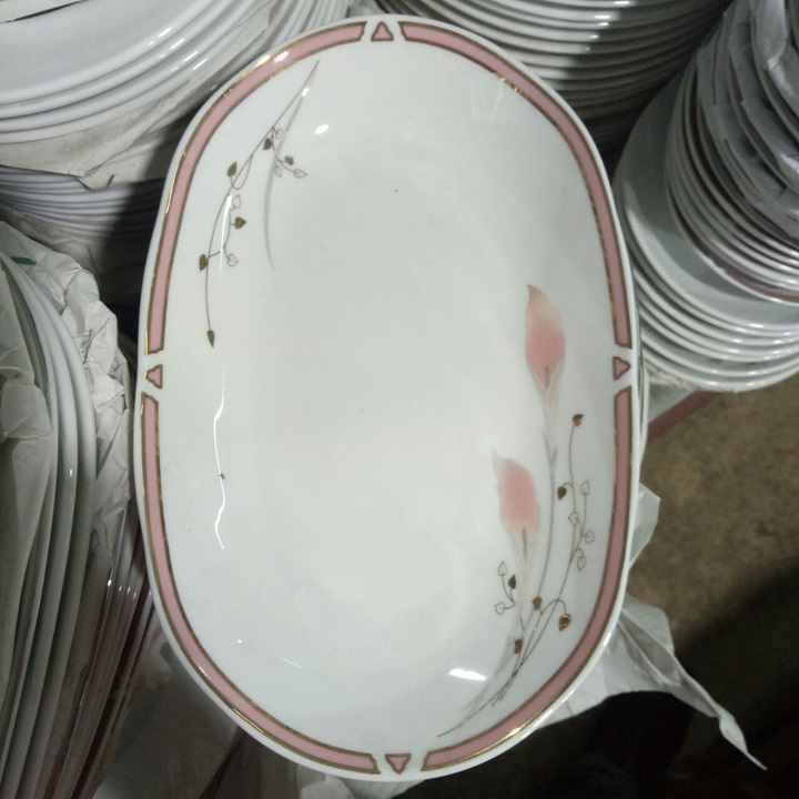 (Cam kết đổi trả khi bể vỡ) Đĩa xoài hoa lan hồng 1012 sứ chuan kuo nhập khẩu cao cấp
