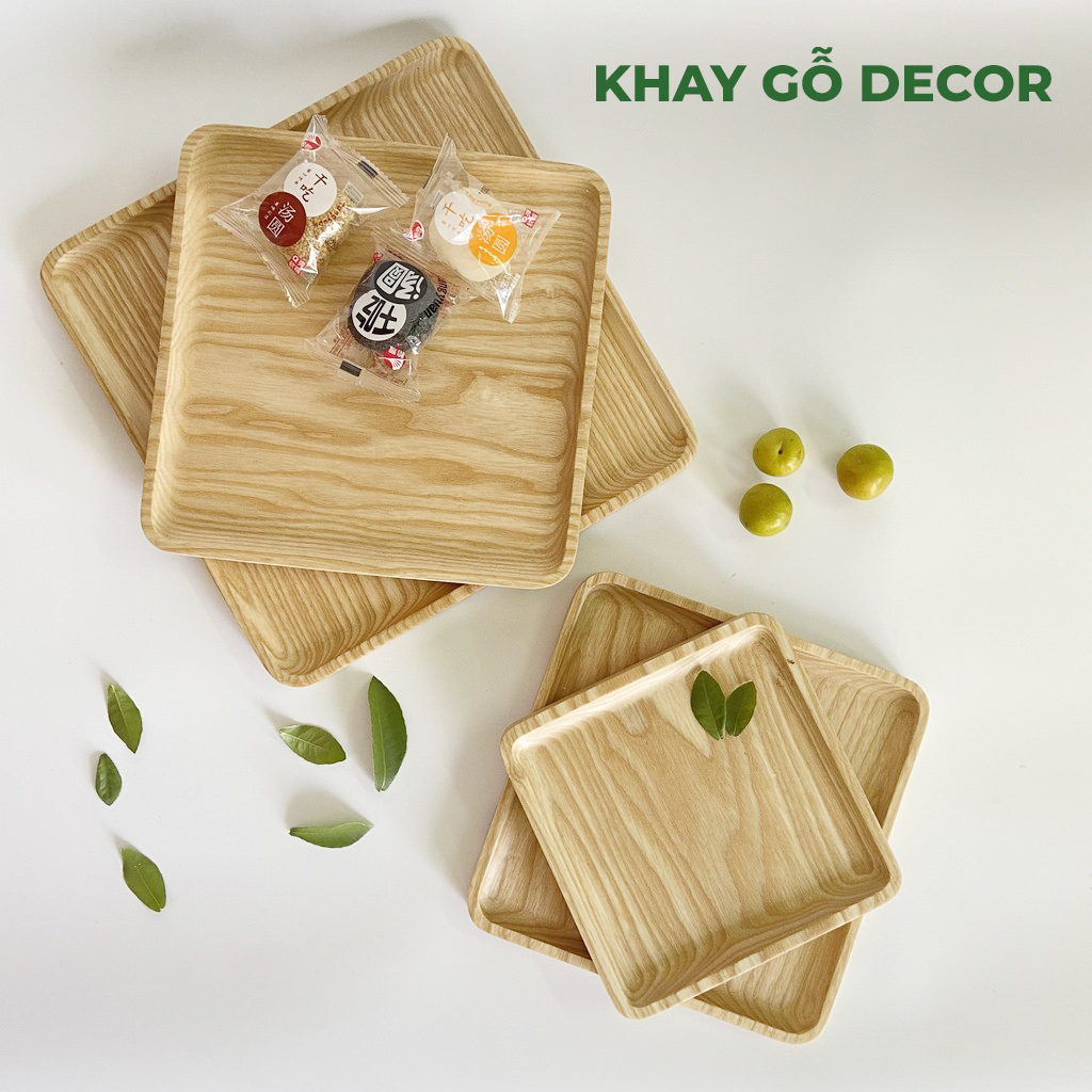 [SIÊU BỀN ĐẸP] Khay Gỗ Đựng Đồ  Hình  Vuông - Đựng Đồ Ăn, Decor Nhà Cửa , Đựng Chén Uống Trà - Khay Gỗ Tần Bì Hàng Việt Nam Chất Lượng Cao