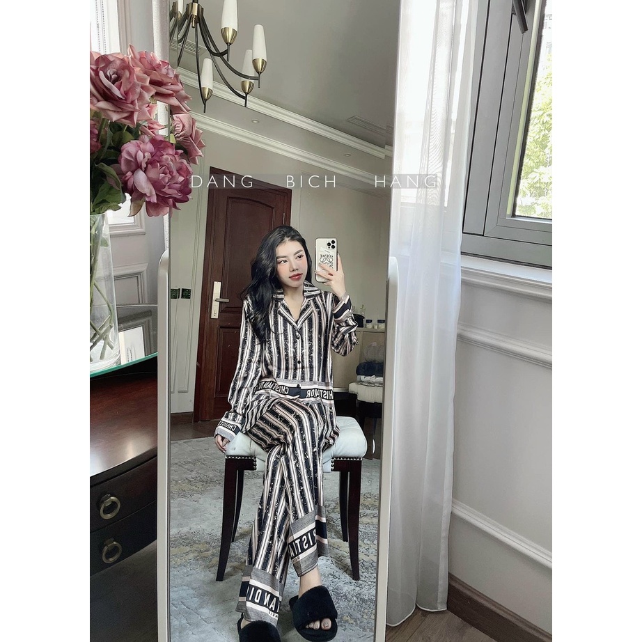 Đồ Ngủ, Đồ Bộ Nữ phong cách quảng châu Lụa Xước - Pyjama Nữ Freesize
