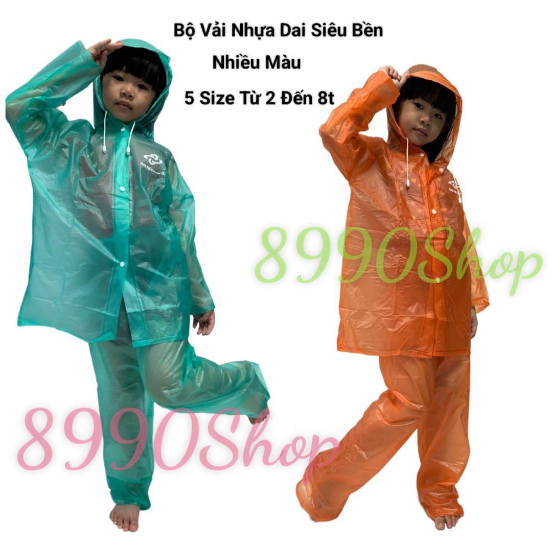 Bộ Quần Áo Mưa Cho Bé Size 2 Đến 8 Tuổi