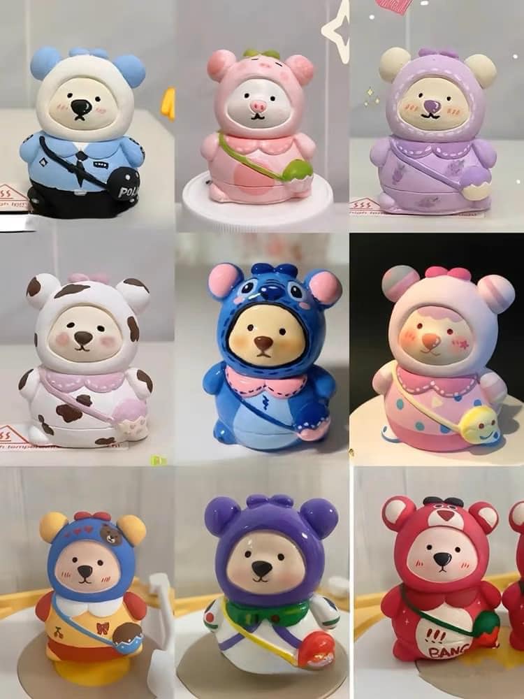 Set 10 tô tượng thạch cao 3d gấu mini tặng kèm 8 màu và dụng cụ vẽ, ,bộ tô tượng cho bé,tô tượng hình gấu