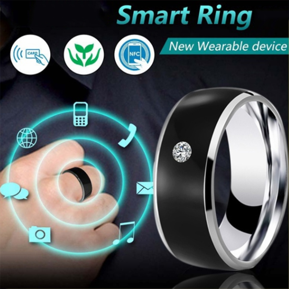 azzzz New Android Phone Equipment Multifunctional Technology Wearable Connect Intelligent Smart NFC Finger Ring 11,Black 
