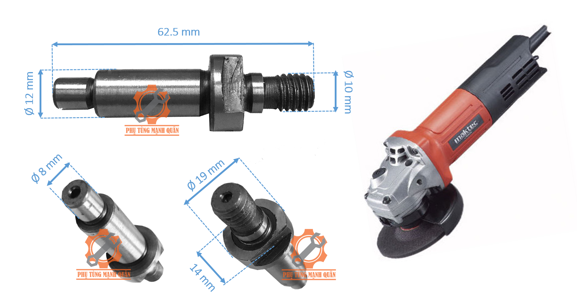 Trục máy mài maktec mt954 /cốt máy mài maktec mt954