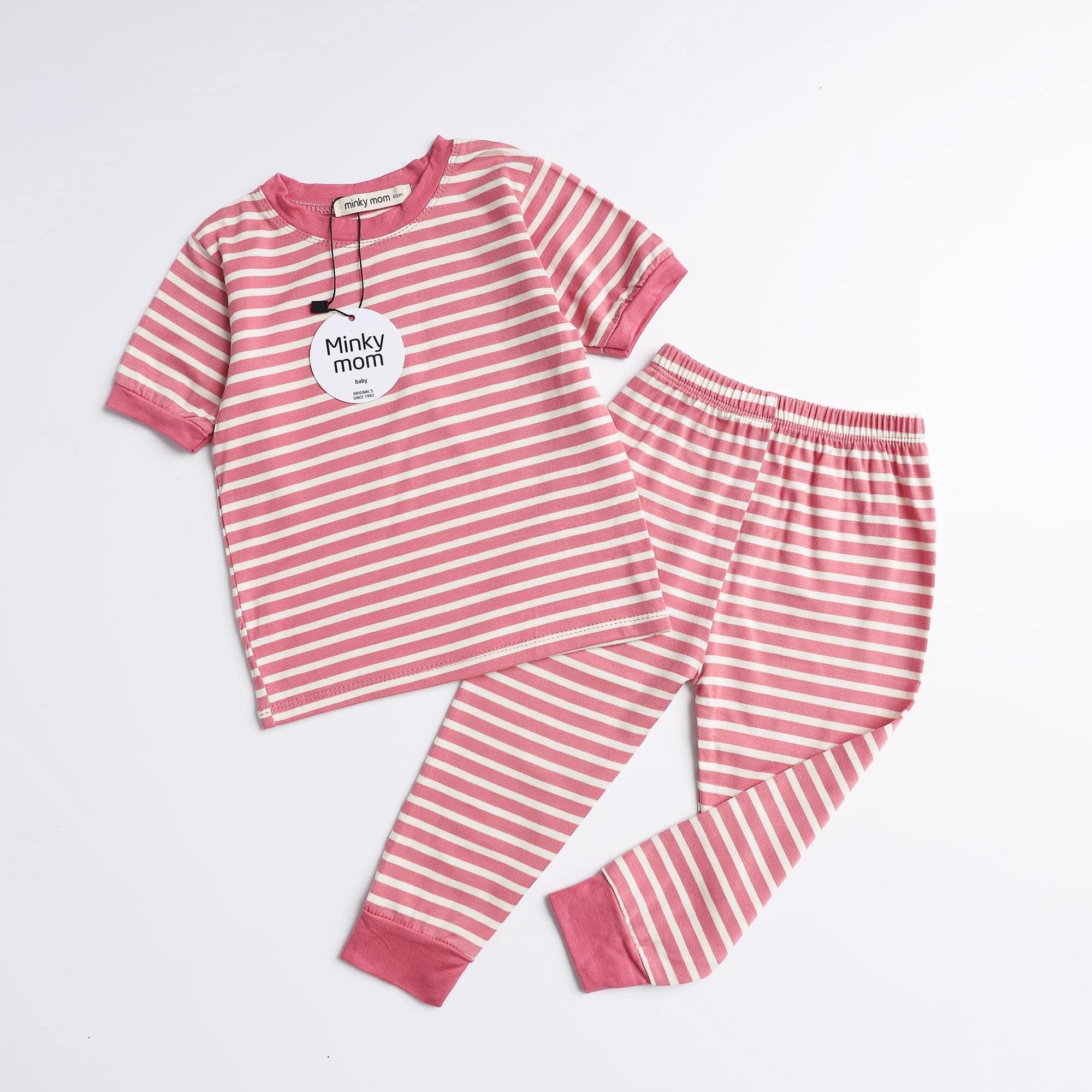 [HCM]SALE NHANH ĐỒ BỘ TAY NGẮN QUẦN DÀI MINKY MOM KẺ SỌC BÉ TRAI BÉ GÁI SIZE 7-30KG