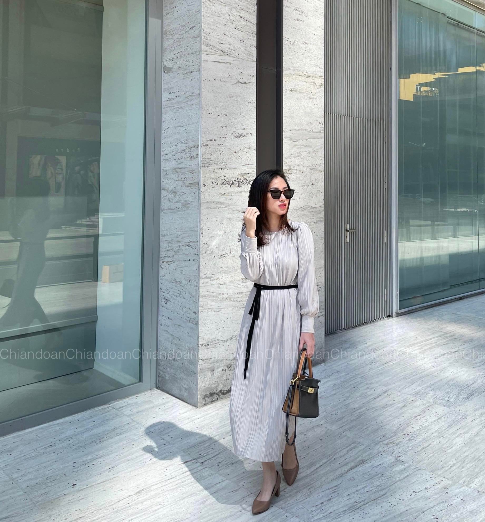 [CHIANDOAN ORDER] Alysa Dress - Váy dập ly buộc eo dáng dài