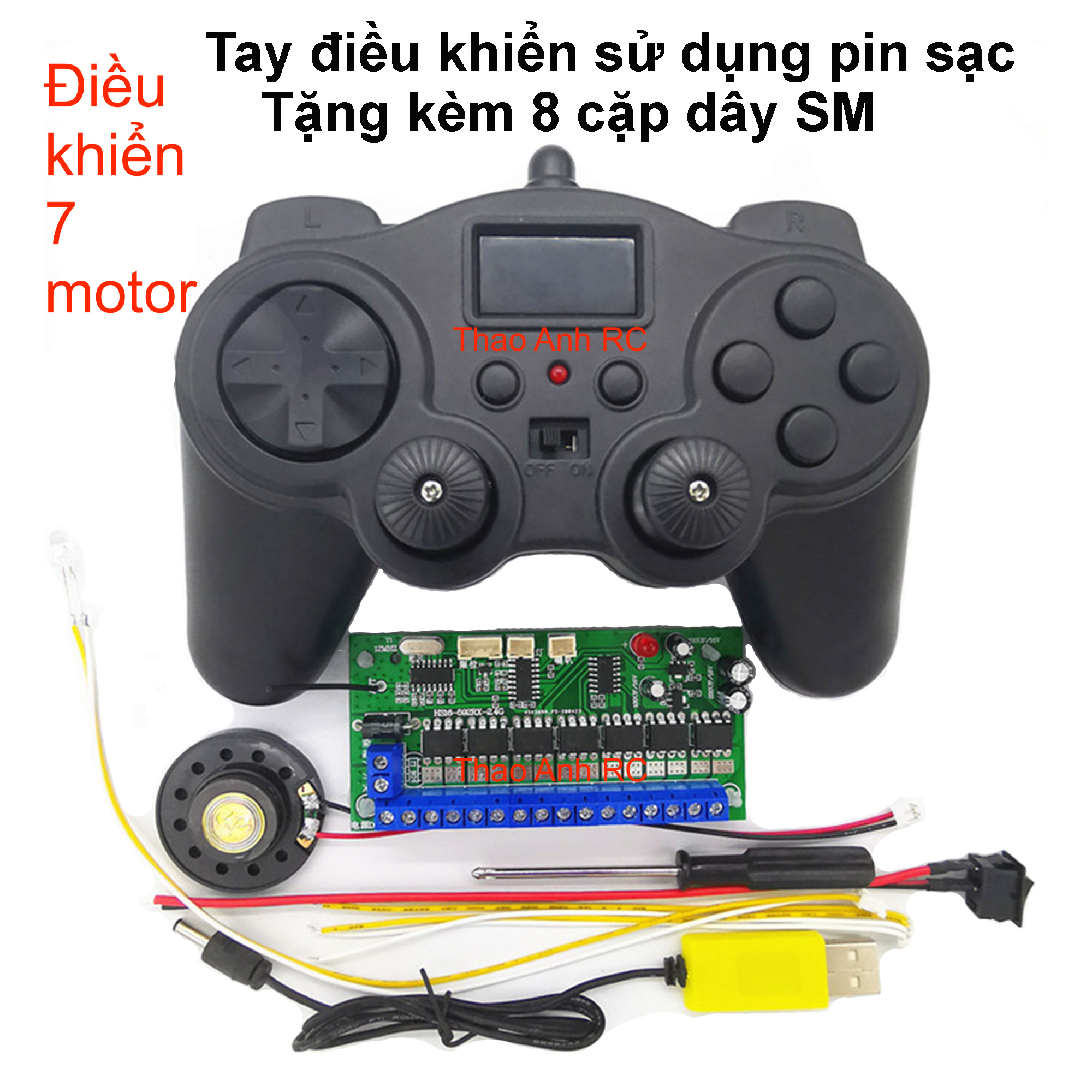 Bộ điều khiển 7 motor dùng chế máy xúc đồ chơi điều khiển từ xa đồ chơi mô hình