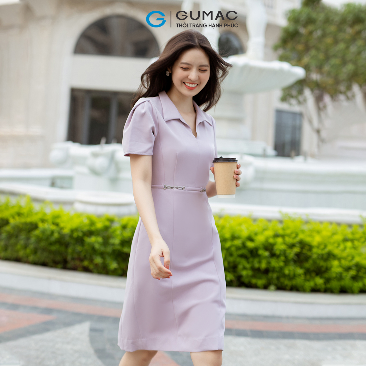 Đầm nữ bút chì khoen eo GUMAC DD07066