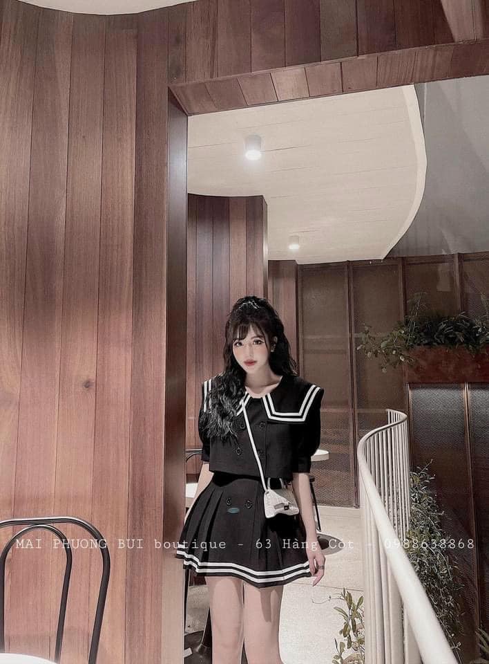 sét áo sơ mi thuỷ thủ mix chân váy