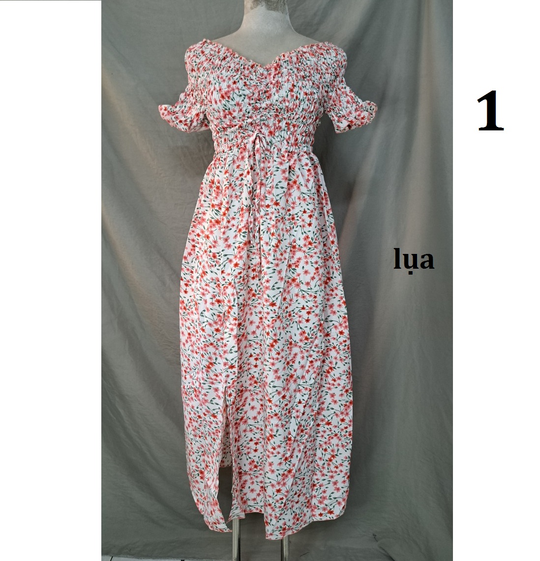 Đầm maxi voan rút ngực,đuôi cá