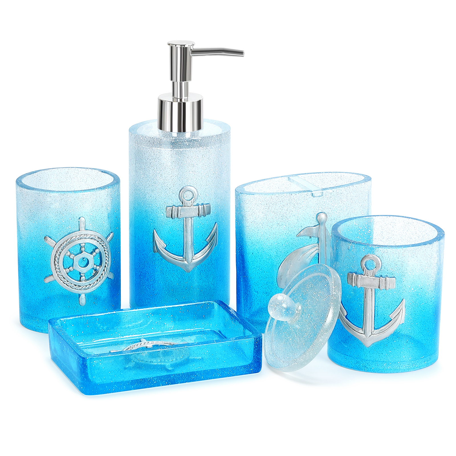Bộ đồ dùng nhà tắm set 5 món hình mỏ neo