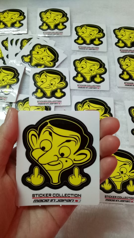 TEM LOGO LẺ STICKER MR BEAN-- COMBO 3 CON MR BEAN VÀNG 10K.