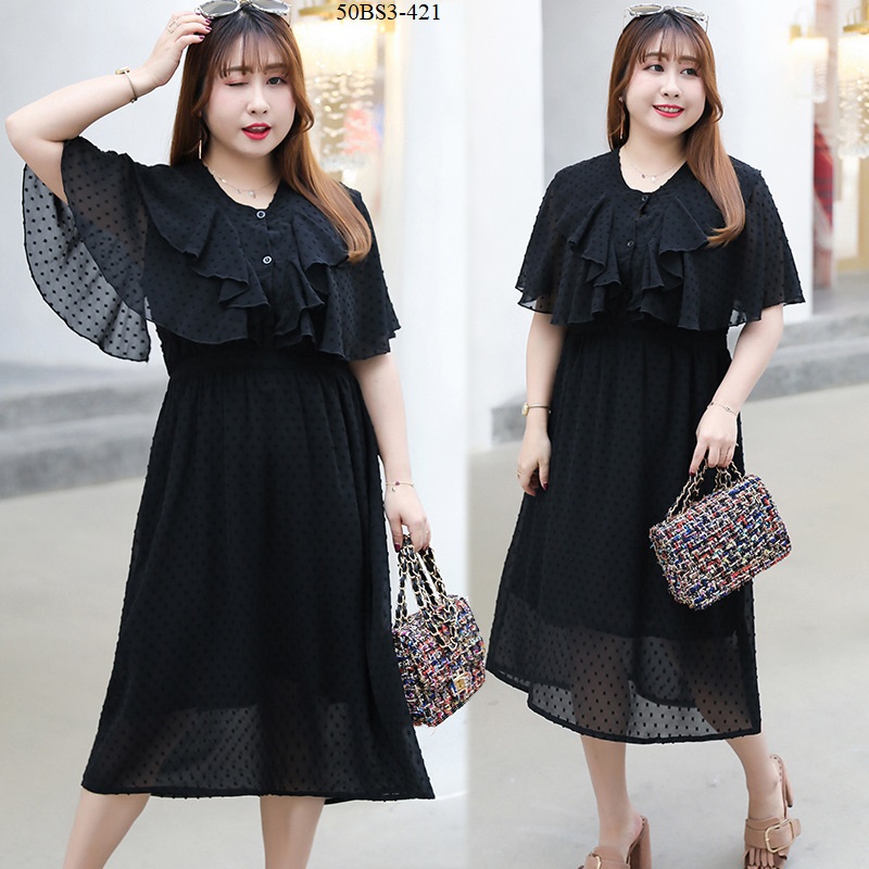Đầm xòe phối bèo phủ ngực bigsize cao cấp