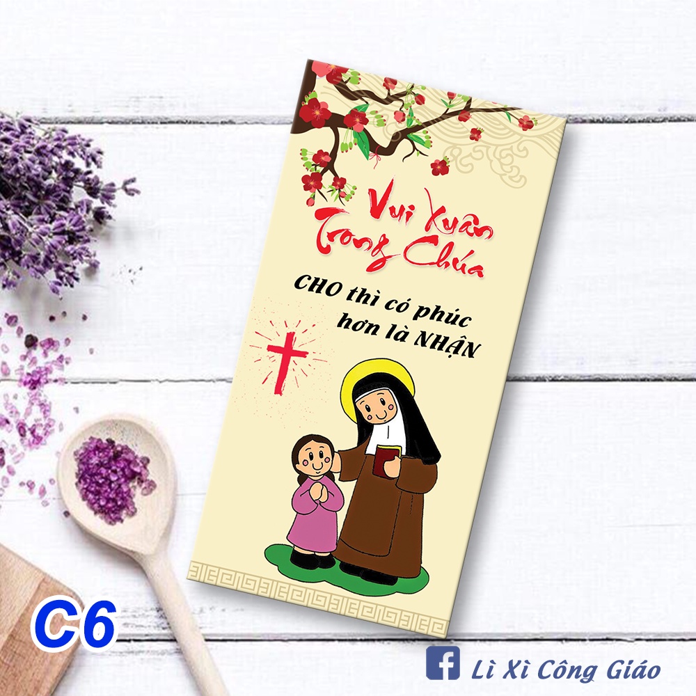 Set 10 bao lì xì công giáo mẫu c6 - lì xì tết - quà tặng công giáo ý nghĩa