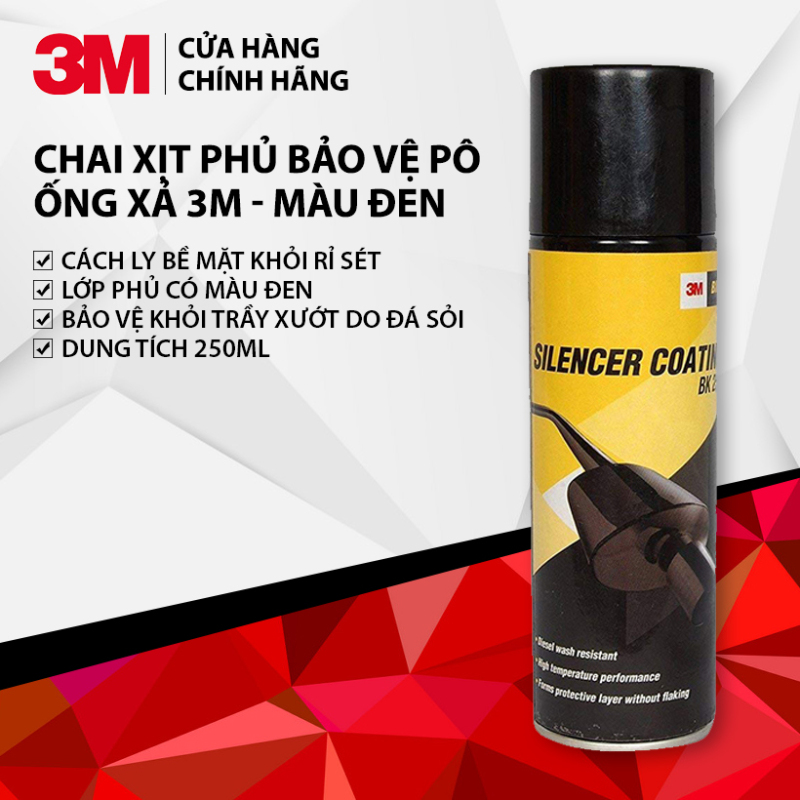Chai Xịt Phủ bảo vệ Pô - Ống Xả 3M - Màu Đen